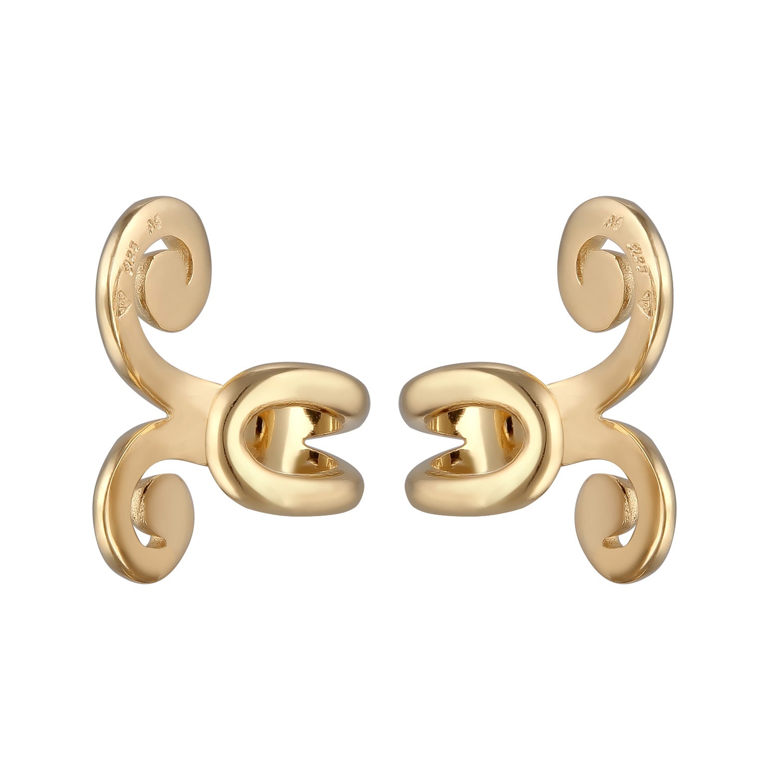 Gold Anting Perhiasan Perak 925 Wanita Spiral Earcuff Gold Plated