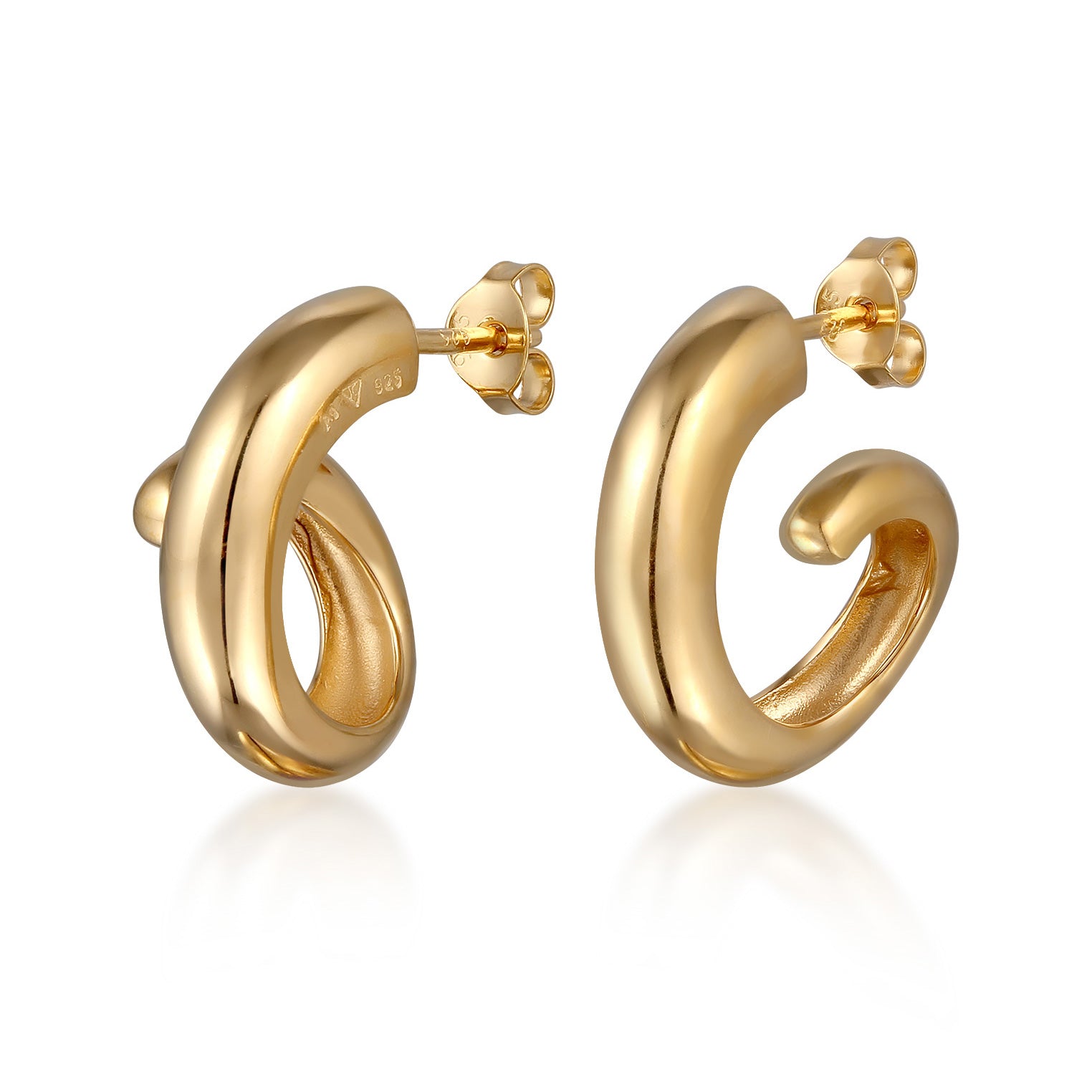 Gold Perhiasan Wanita Perak Asli Lapis Emas Anting Spiral