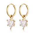 Gold Anting Perhiasan Perak 925 Wanita Heart Creole Zirconia Gold Plated