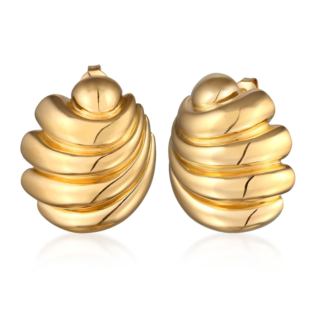 Gold Perhiasan Wanita Perak Asli Lapis Emas Anting Bentuk Shell
