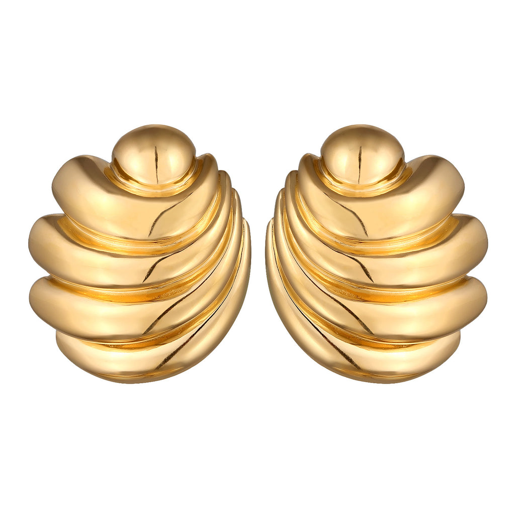 Gold Perhiasan Wanita Perak Asli Lapis Emas Anting Bentuk Shell