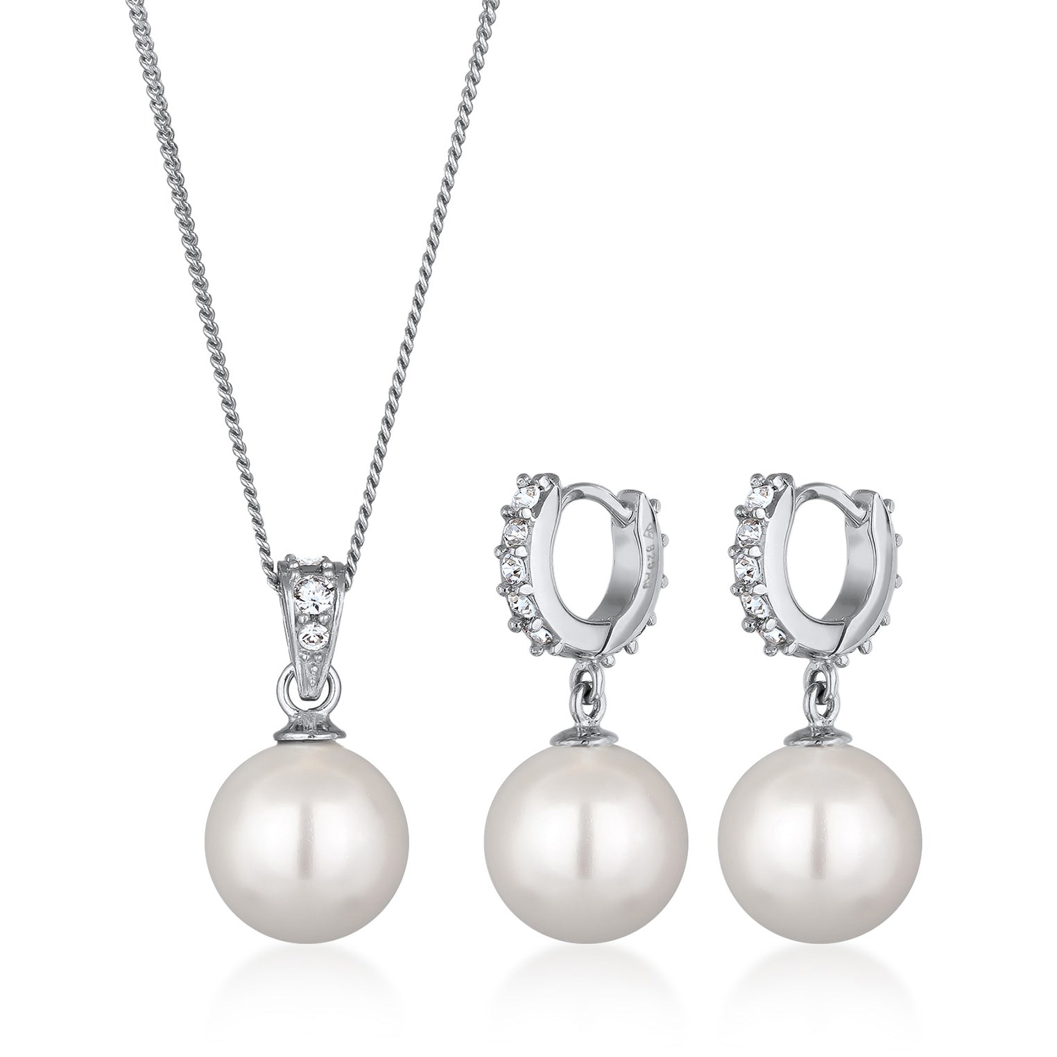 Silver Perhiasan Wanita Perak Asli Set Perhiasan Crystals Shell Pearl