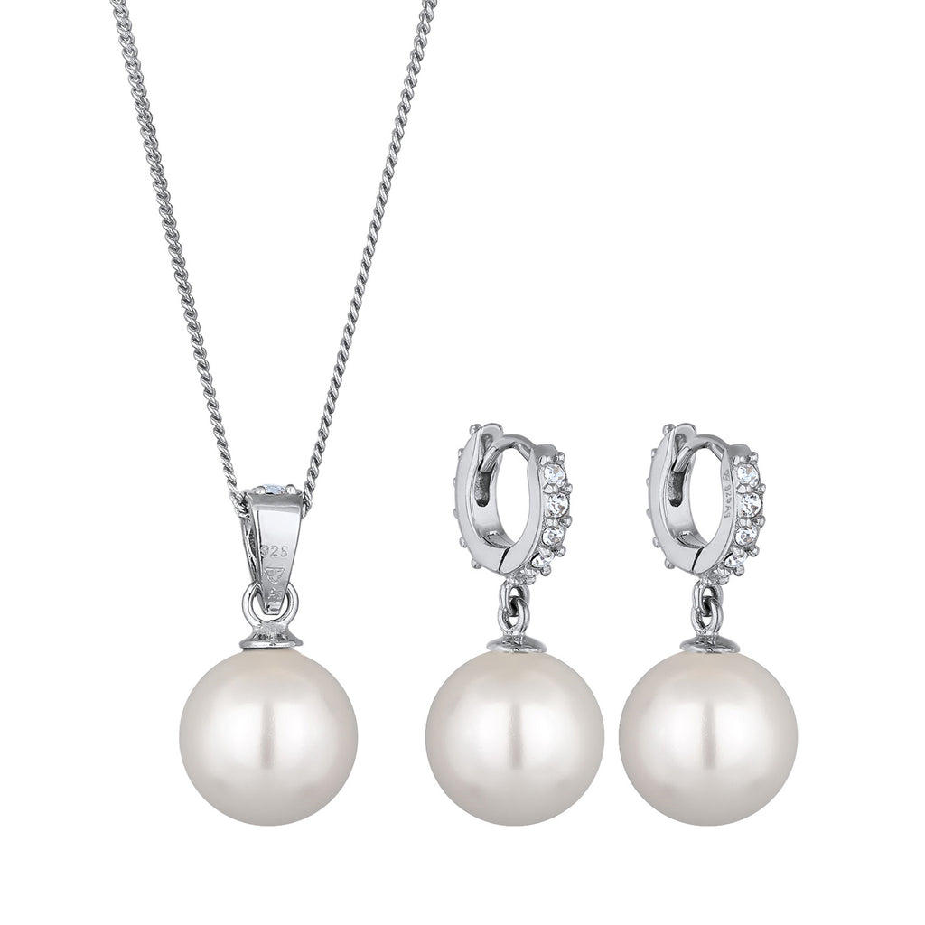 Silver Perhiasan Wanita Perak Asli Set Perhiasan Crystals Shell Pearl