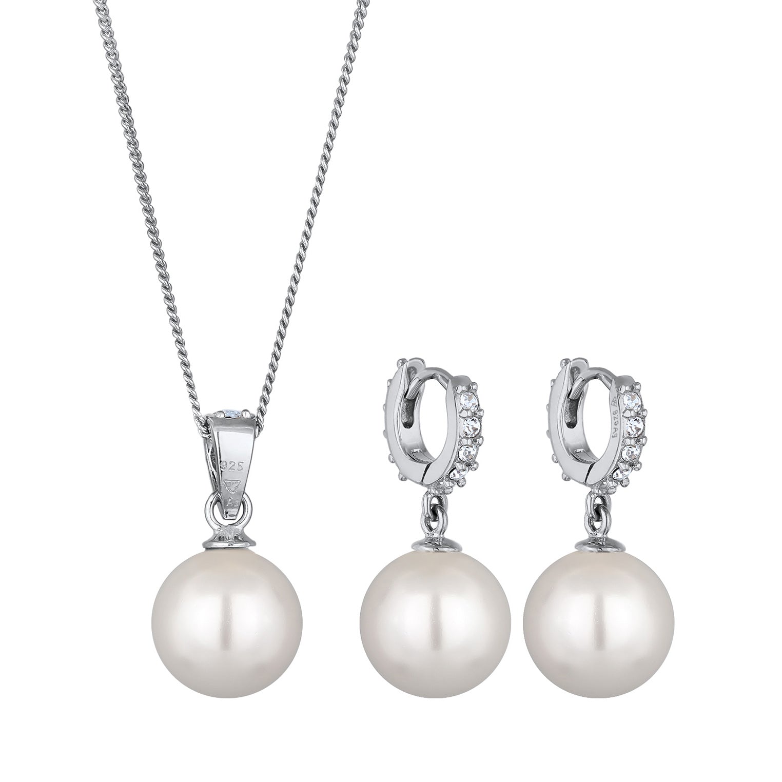 Silver Perhiasan Wanita Perak Asli Set Perhiasan Crystals Shell Pearl