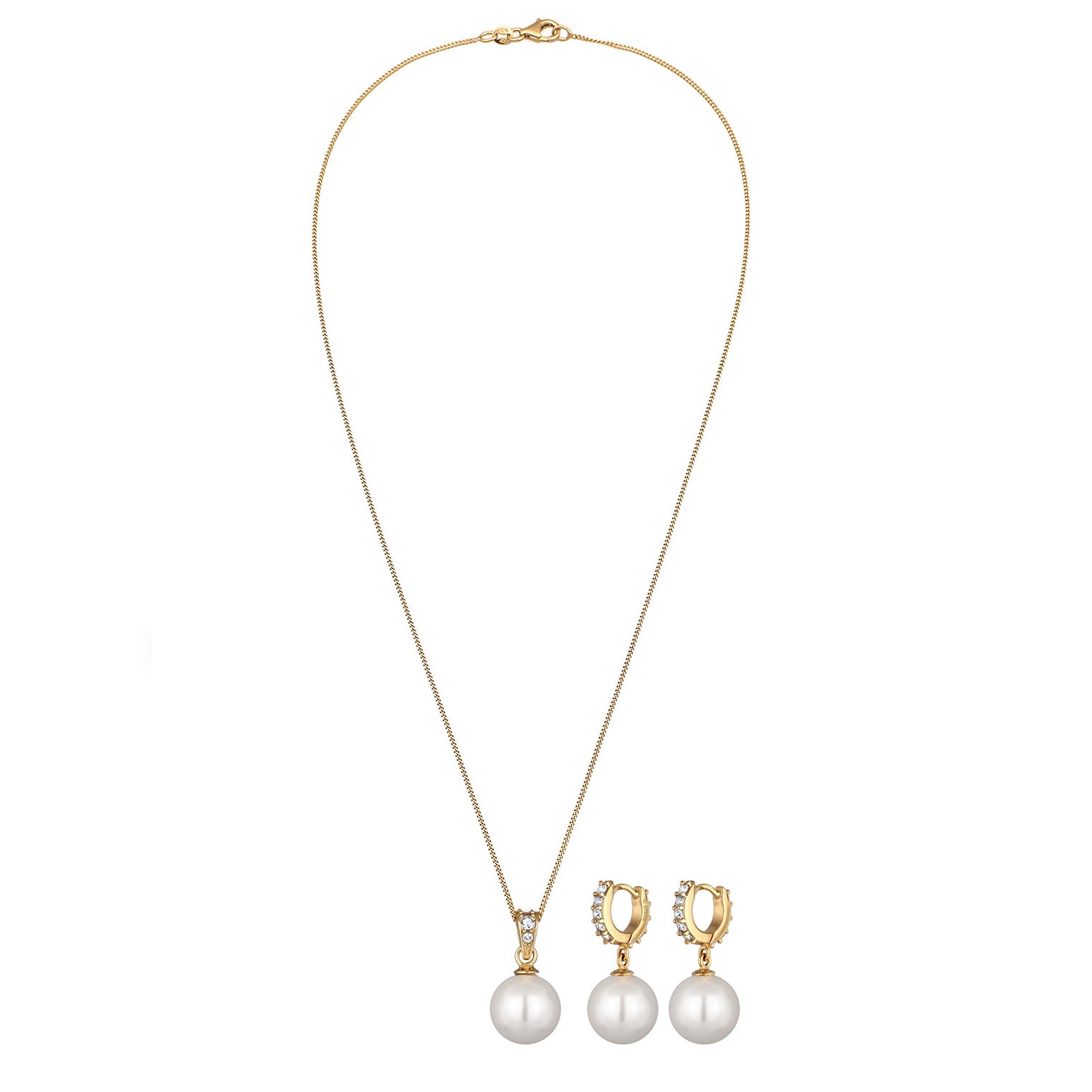 Gold Perhiasan Wanita Perak Asli Lapis Emas Set Perhiasan Crystals Shell Pearl