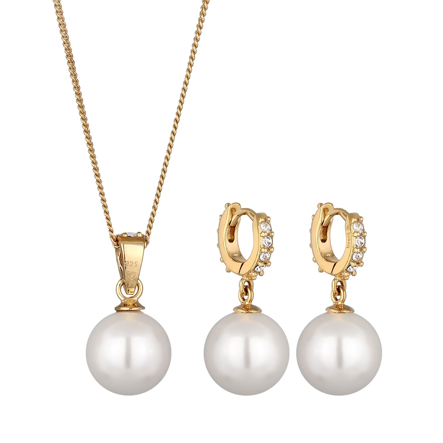 Gold Perhiasan Wanita Perak Asli Lapis Emas Set Perhiasan Crystals Shell Pearl