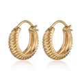 Gold Anting Perhiasan Perak 925 Wanita Creoles Grooves Gold Plated