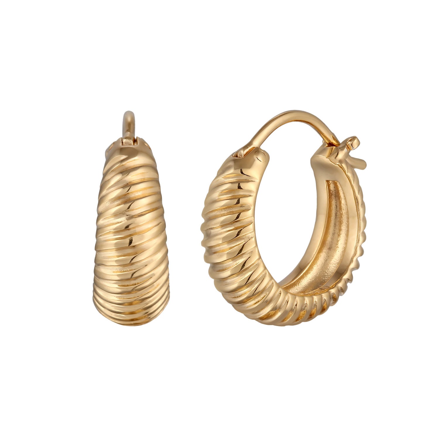 Gold Perhiasan Wanita Perak Asli Lapis Emas Anting Creoles Grooves