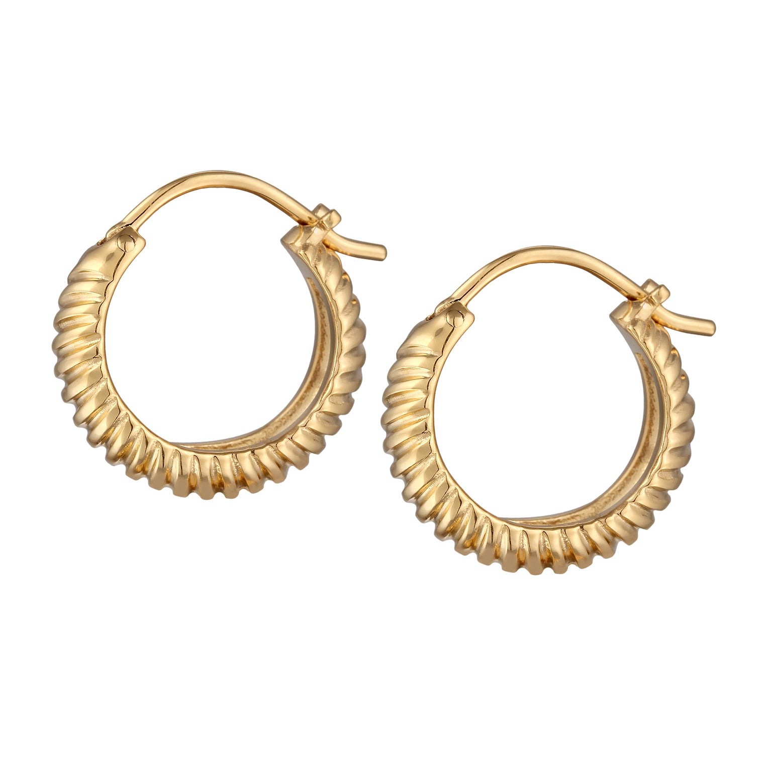 Gold Perhiasan Wanita Perak Asli Lapis Emas Anting Creoles Grooves