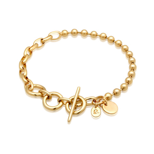Gelang perak 925 lapis emas dengan anchor chain elegan Elli Jewelry