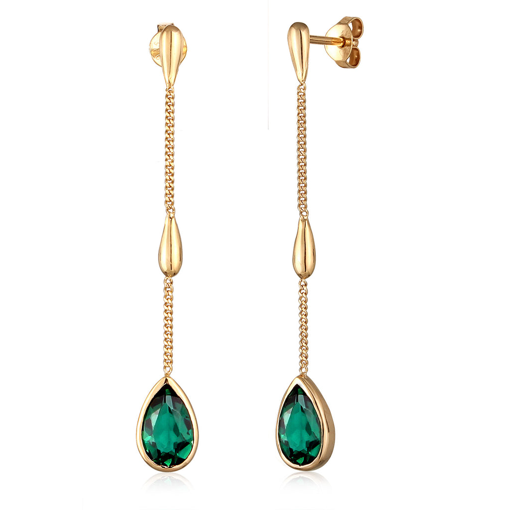 Gold Perhiasan Wanita Perak Asli Lapis Emas Anting Drop Armouredchain Quartz
