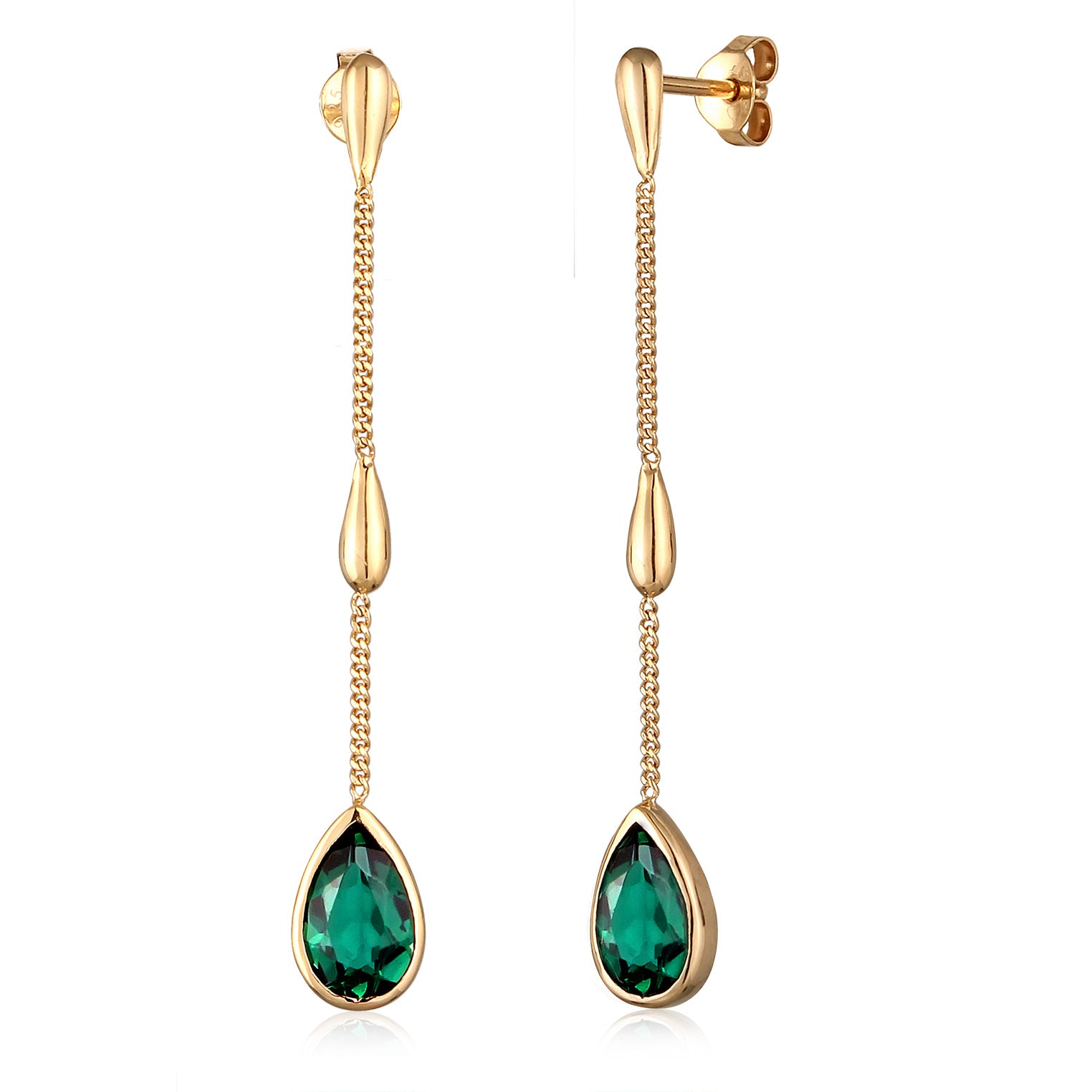 Gold Perhiasan Wanita Perak Asli Lapis Emas Anting Drop Armouredchain Quartz