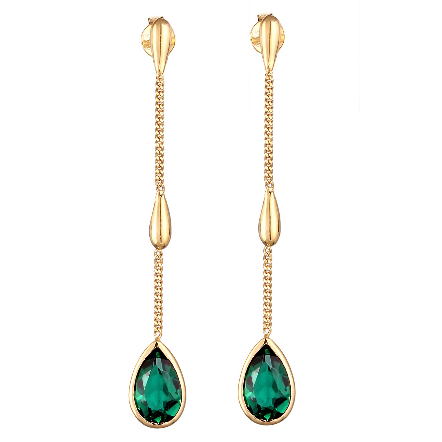 Gold Perhiasan Wanita Perak Asli Lapis Emas Anting Drop Armouredchain Quartz