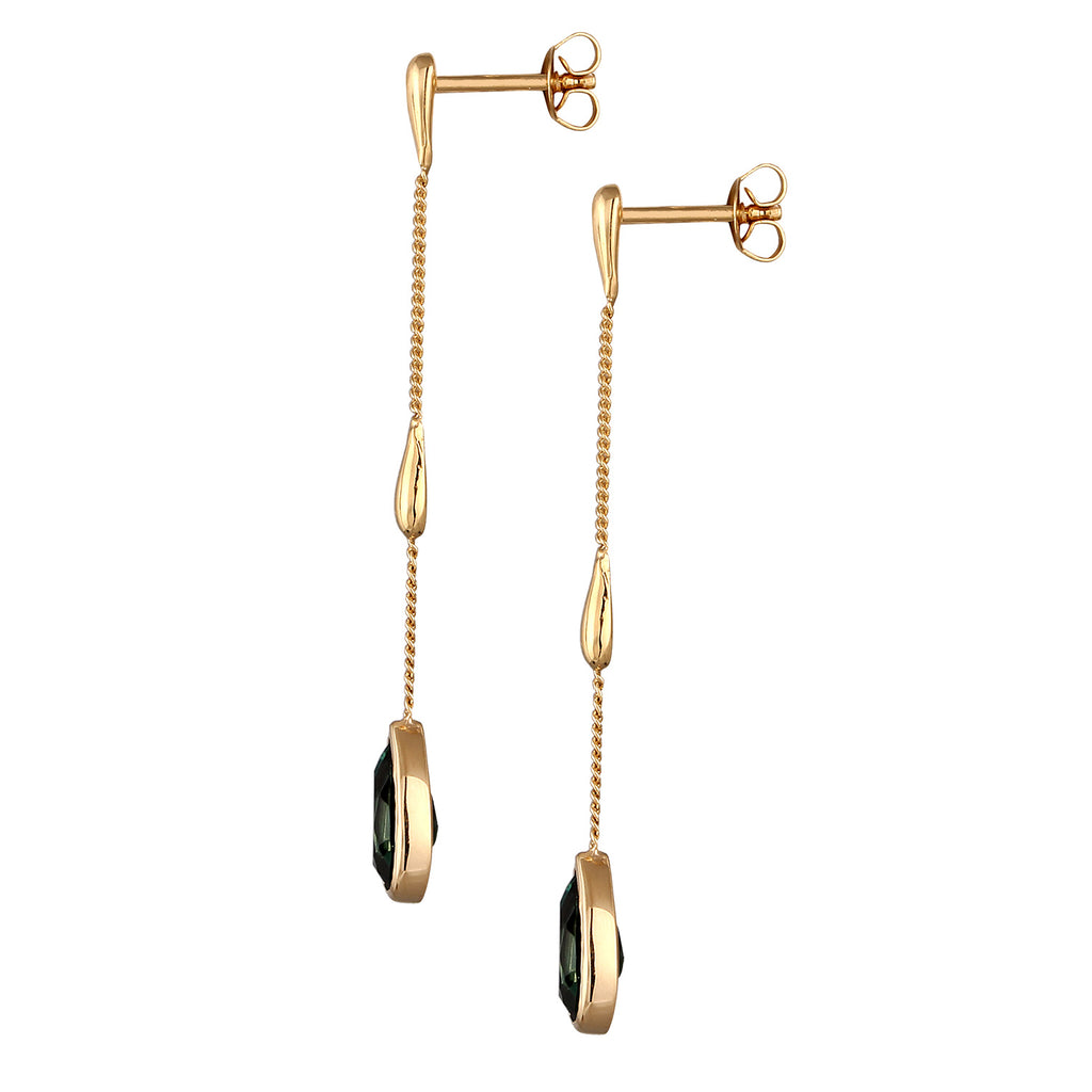Gold Perhiasan Wanita Perak Asli Lapis Emas Anting Drop Armouredchain Quartz