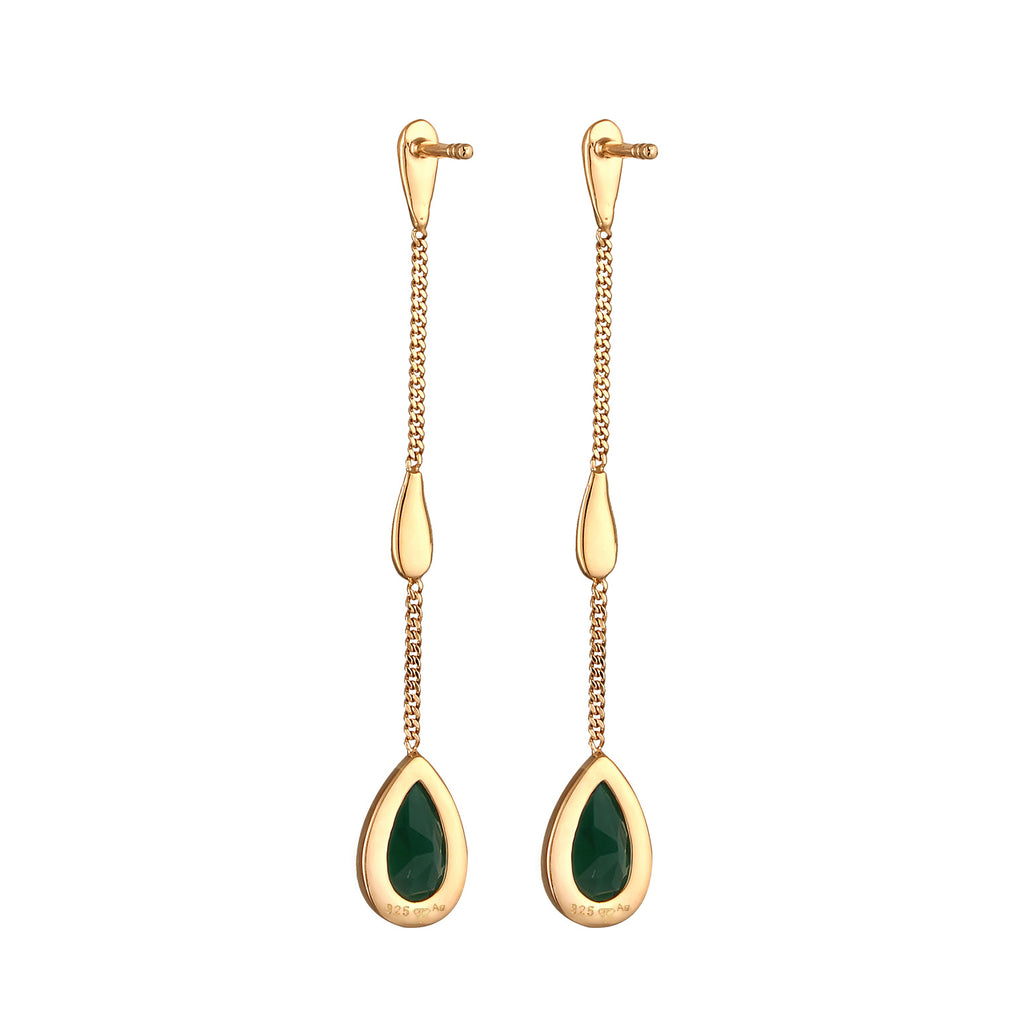 Gold Perhiasan Wanita Perak Asli Lapis Emas Anting Drop Armouredchain Quartz