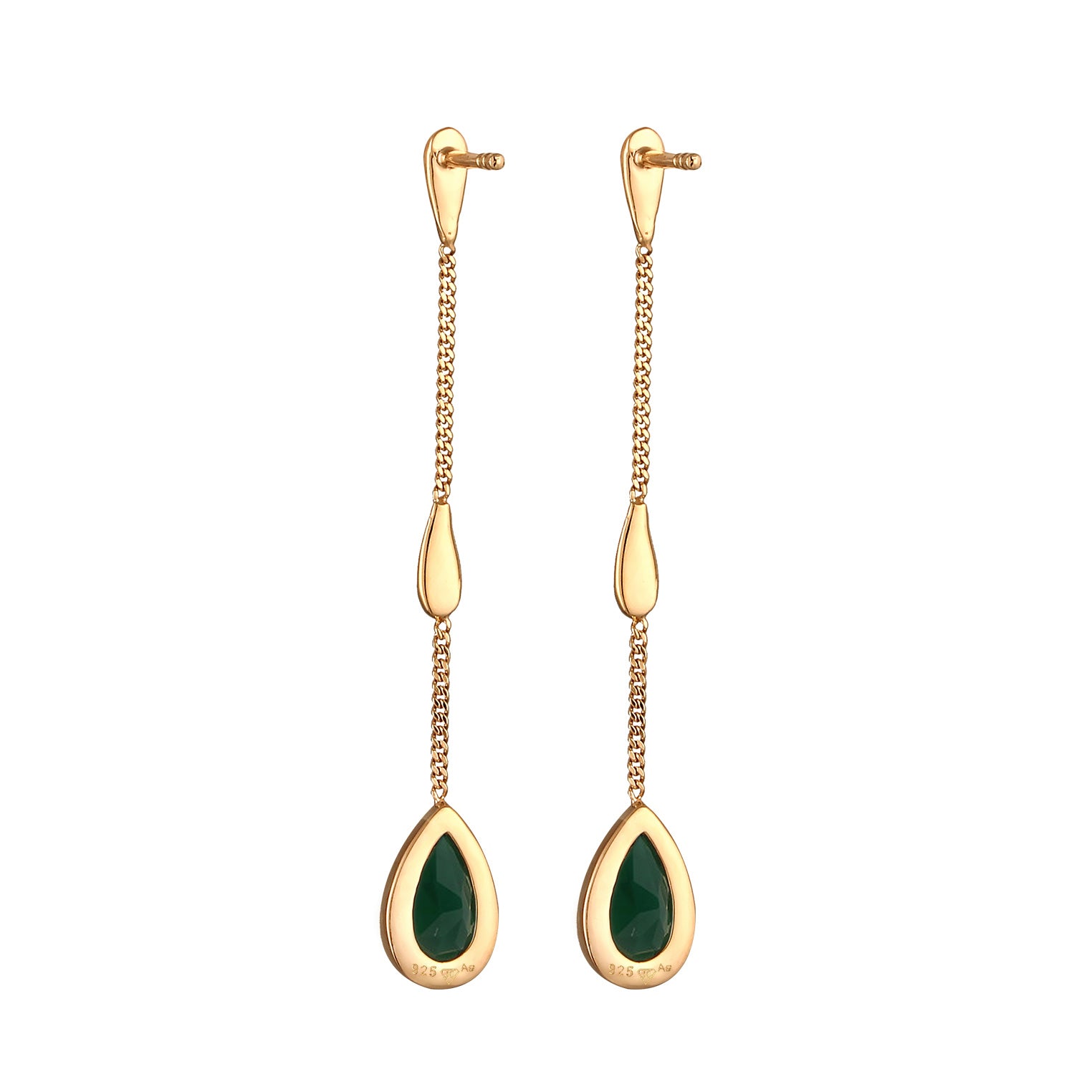 Gold Perhiasan Wanita Perak Asli Lapis Emas Anting Drop Armouredchain Quartz