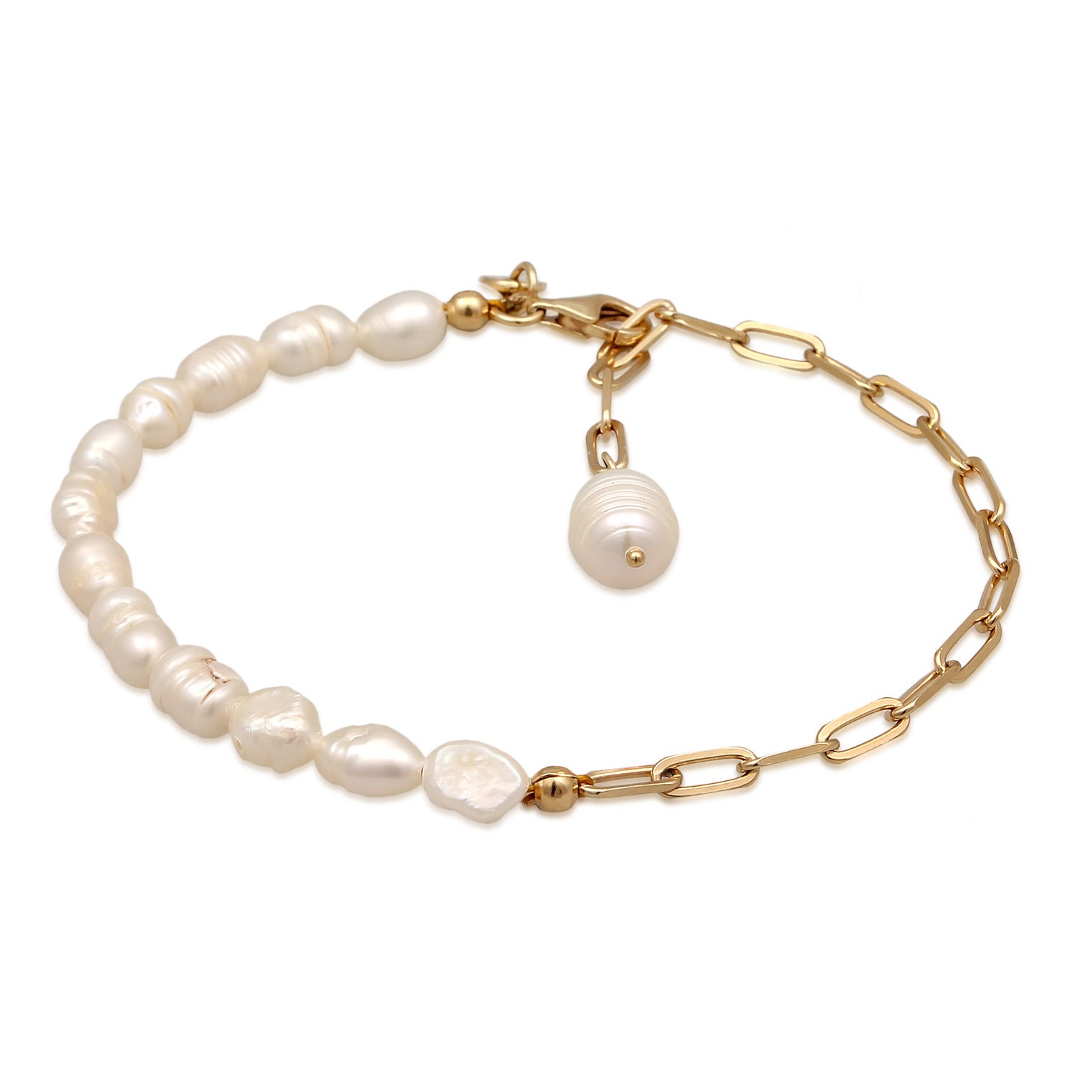 Gold Perhiasan Wanita Perak Asli Lapis Emas Gelang Cultured Freshwater Pearls