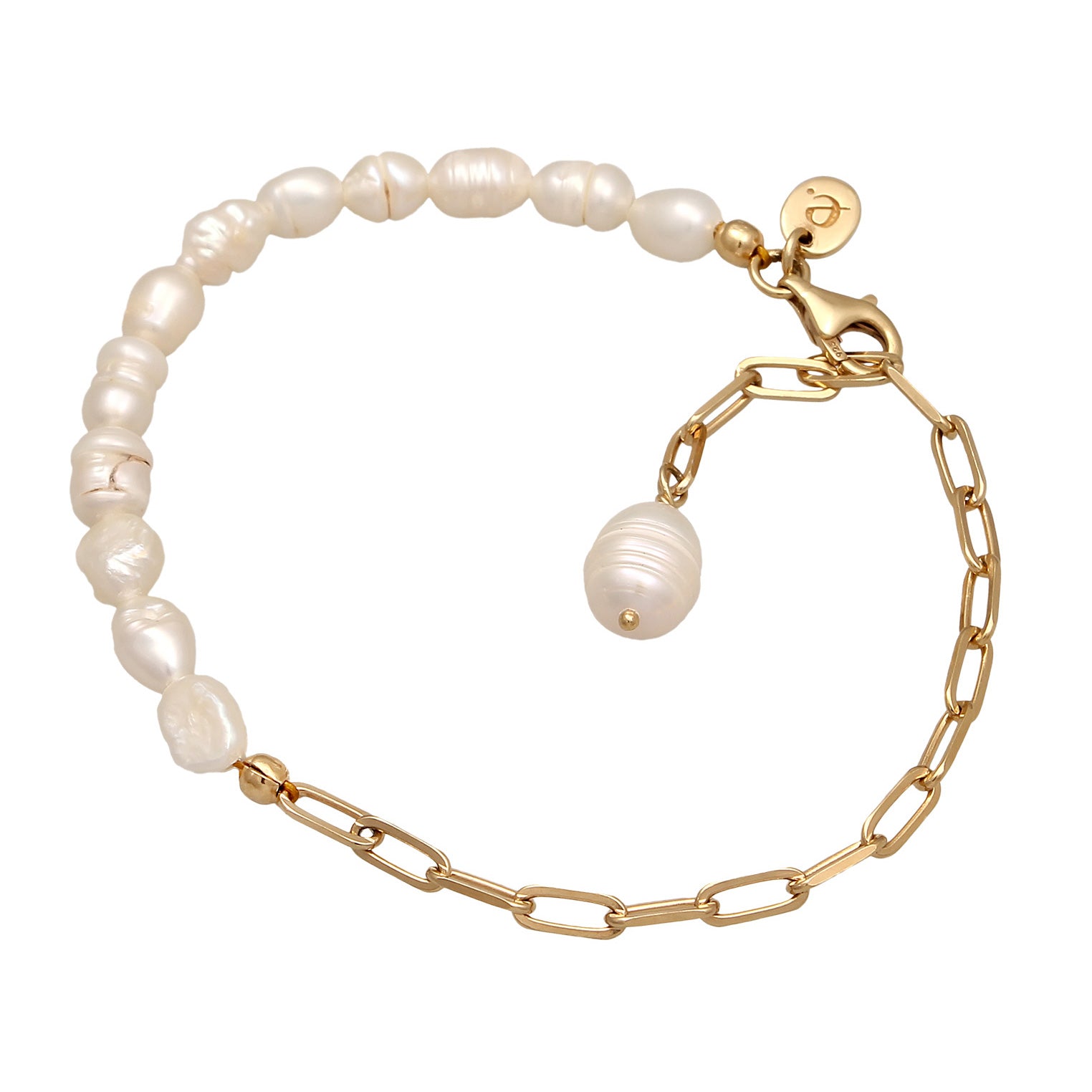 Gold Perhiasan Wanita Perak Asli Lapis Emas Gelang Cultured Freshwater Pearls