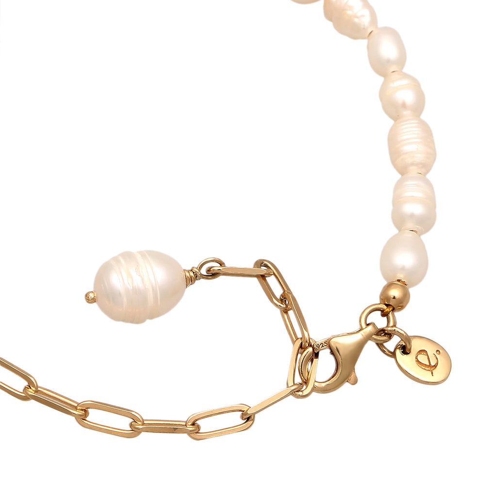 Gold Perhiasan Wanita Perak Asli Lapis Emas Gelang Cultured Freshwater Pearls