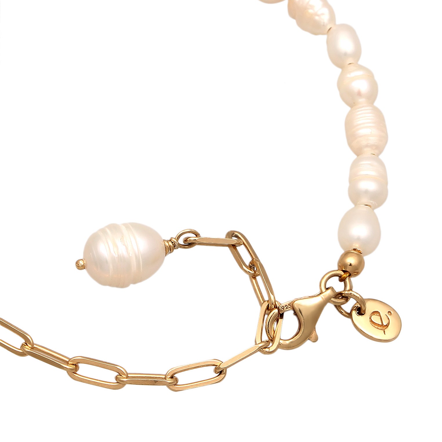 Gold Perhiasan Wanita Perak Asli Lapis Emas Gelang Cultured Freshwater Pearls