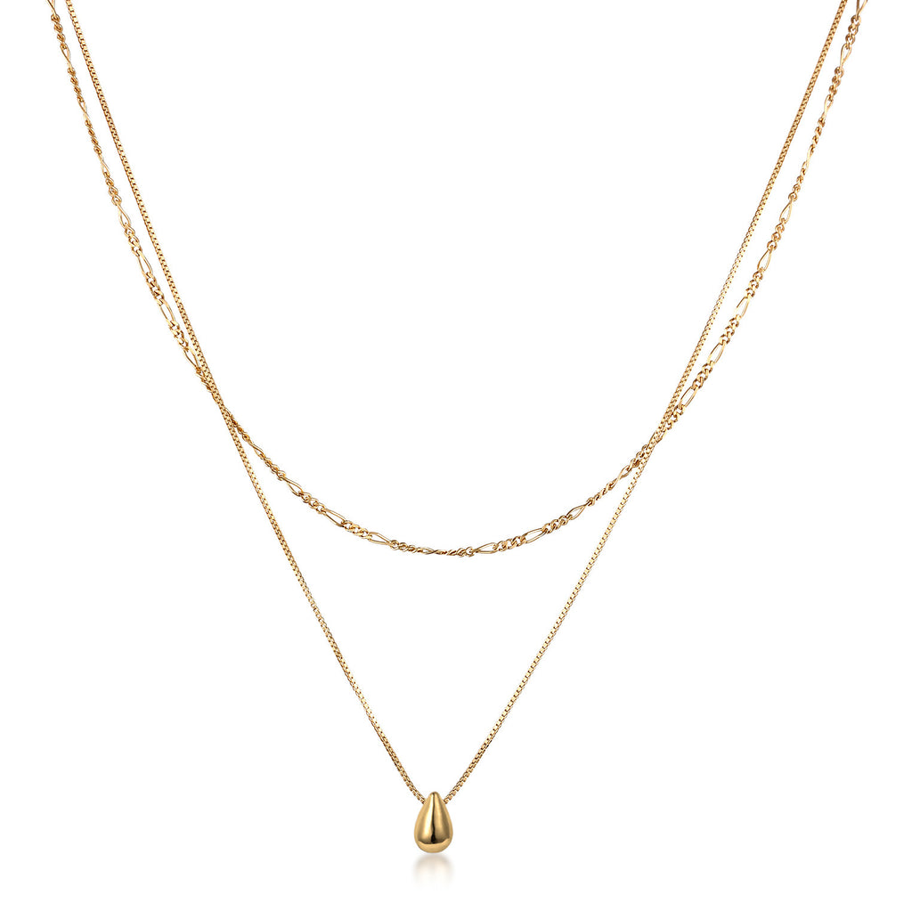 Gold Kalung Perhiasan Perak 925 Wanita Drop Layer Gold Plated