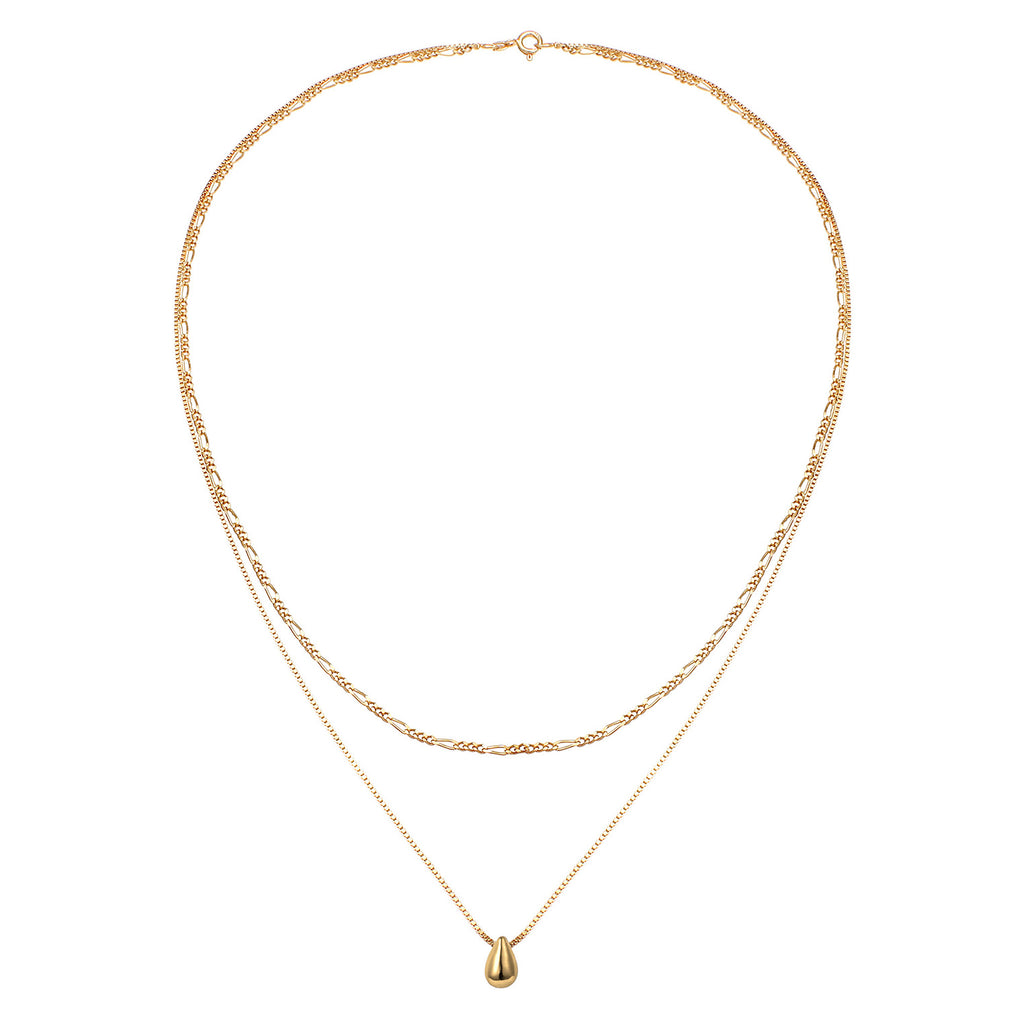 Gold Kalung Perhiasan Perak 925 Wanita Drop Layer Gold Plated