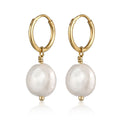 Gold Anting Perhiasan Perak 925 Wanita Platelet Creole Shell Pearl Gold Plated