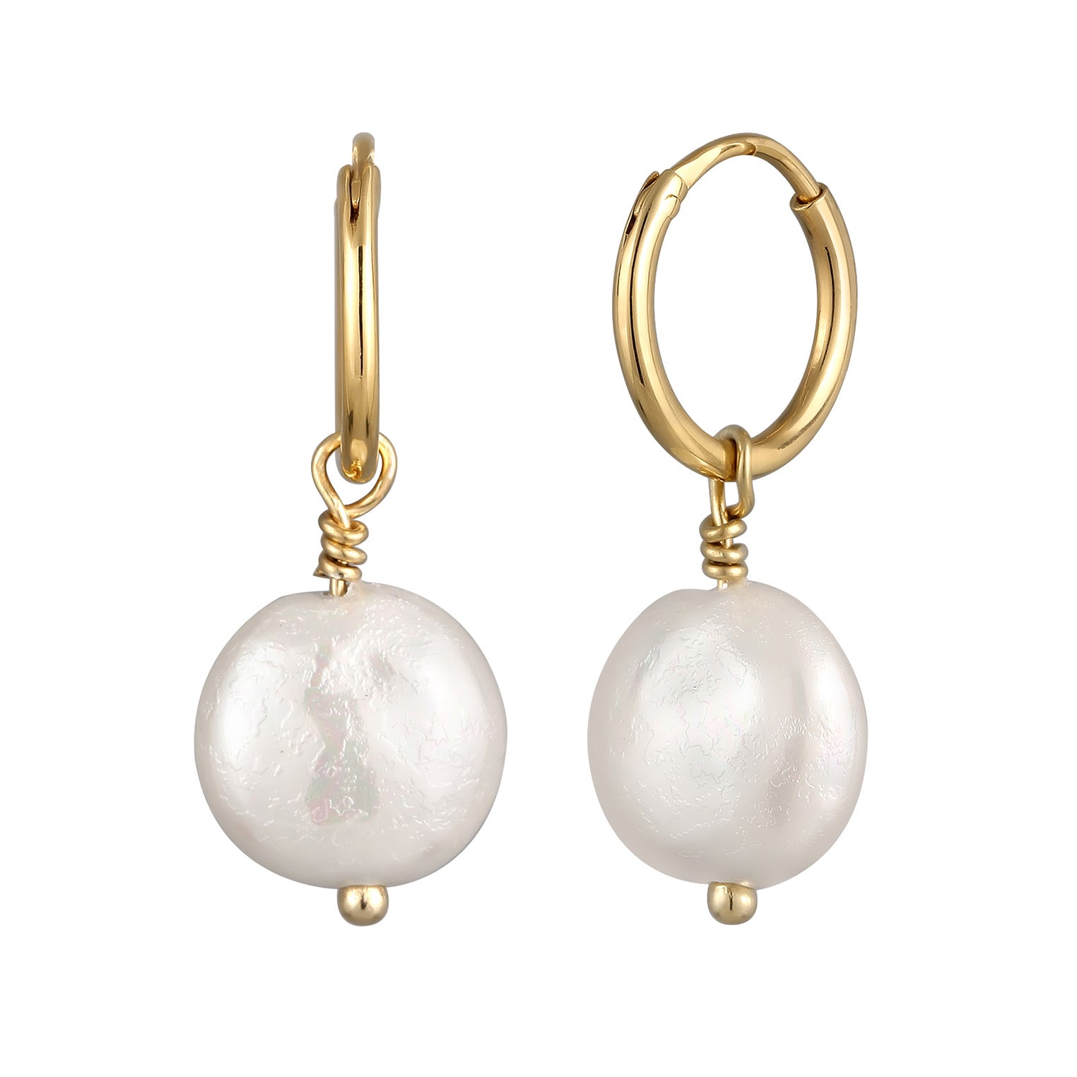 Gold Perhiasan Wanita Perak Asli Lapis Emas Anting Platelet Creole Shell Pearl