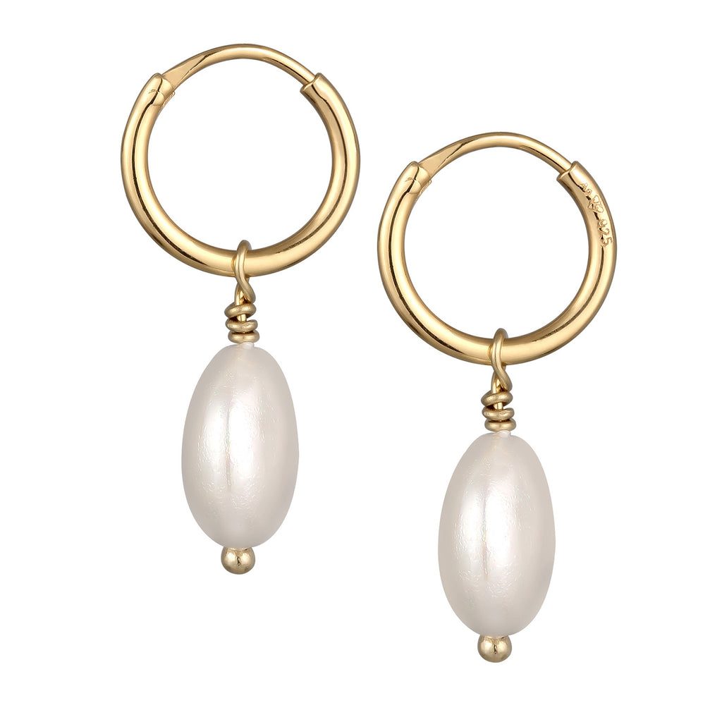 Gold Perhiasan Wanita Perak Asli Lapis Emas Anting Platelet Creole Shell Pearl
