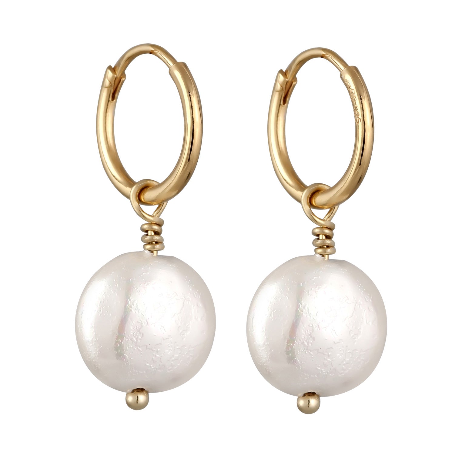 Gold Perhiasan Wanita Perak Asli Lapis Emas Anting Platelet Creole Shell Pearl