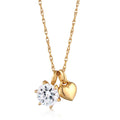 Gold Heart Crystals Gold Plated Necklace with Brilliant Cut White Glass Crystal (0.344 ct)