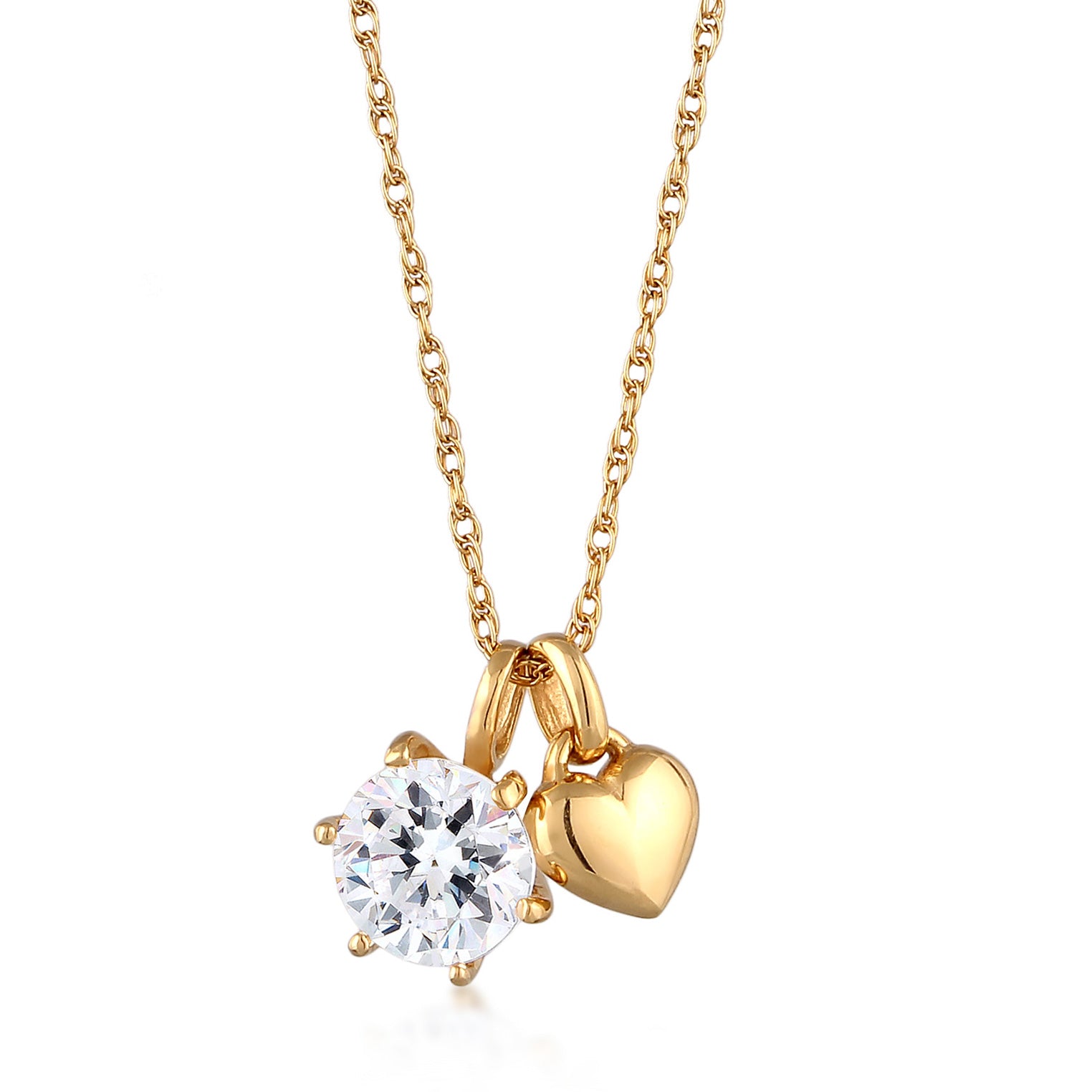 Gold Perhiasan Wanita Perak Asli Lapis Emas Kalung Heart Twisted Link Crystals