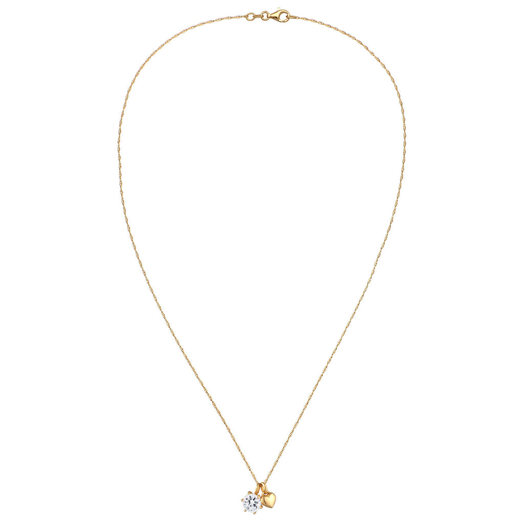 Gold Perhiasan Wanita Perak Asli Lapis Emas Kalung Heart Twisted Link Crystals