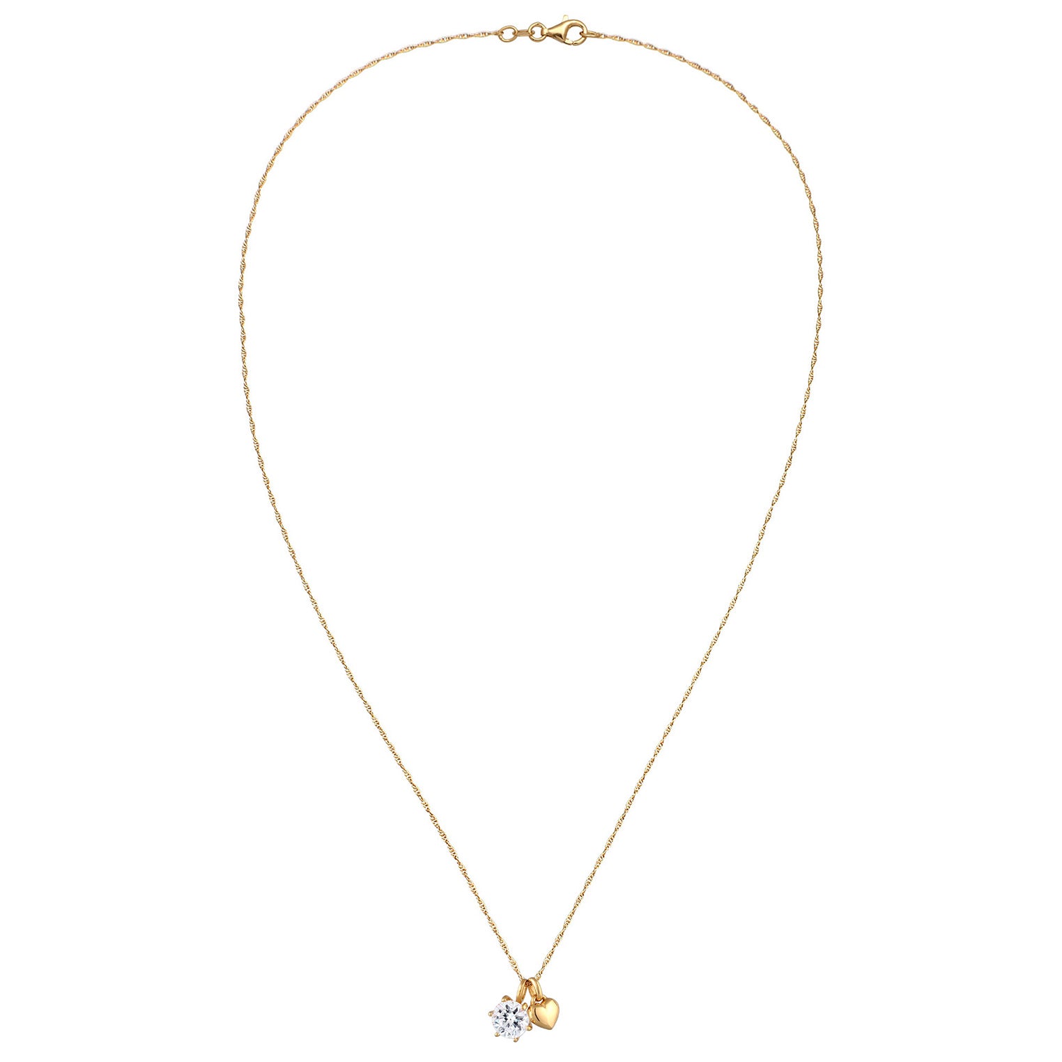 Gold Perhiasan Wanita Perak Asli Lapis Emas Kalung Heart Twisted Link Crystals
