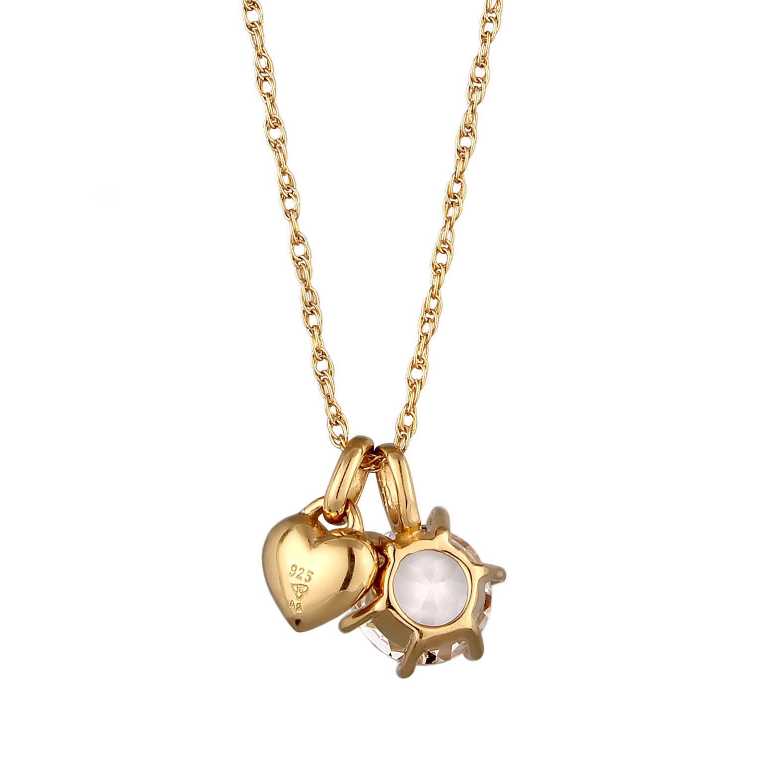 Gold Perhiasan Wanita Perak Asli Lapis Emas Kalung Heart Twisted Link Crystals