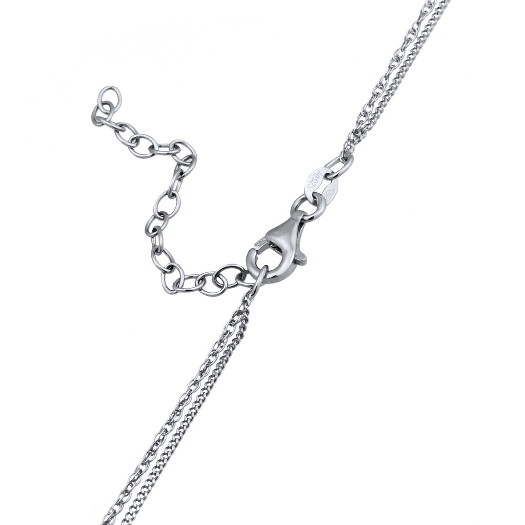 Silver Perhiasan Wanita Perak Asli Kalung Circle Layer Moonstone
