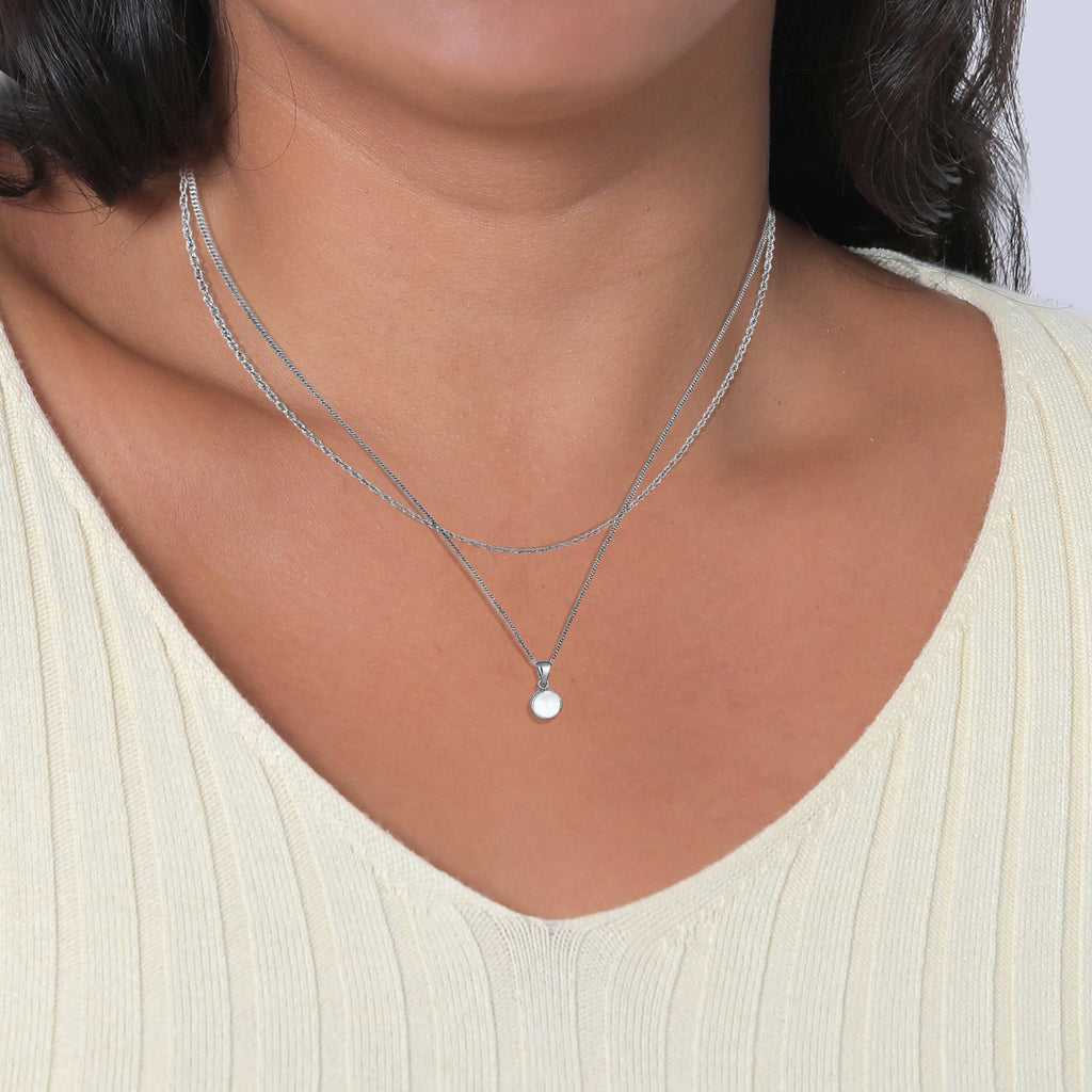 Silver - Elli | Circle Layered Necklace 925 Silver Moonstone