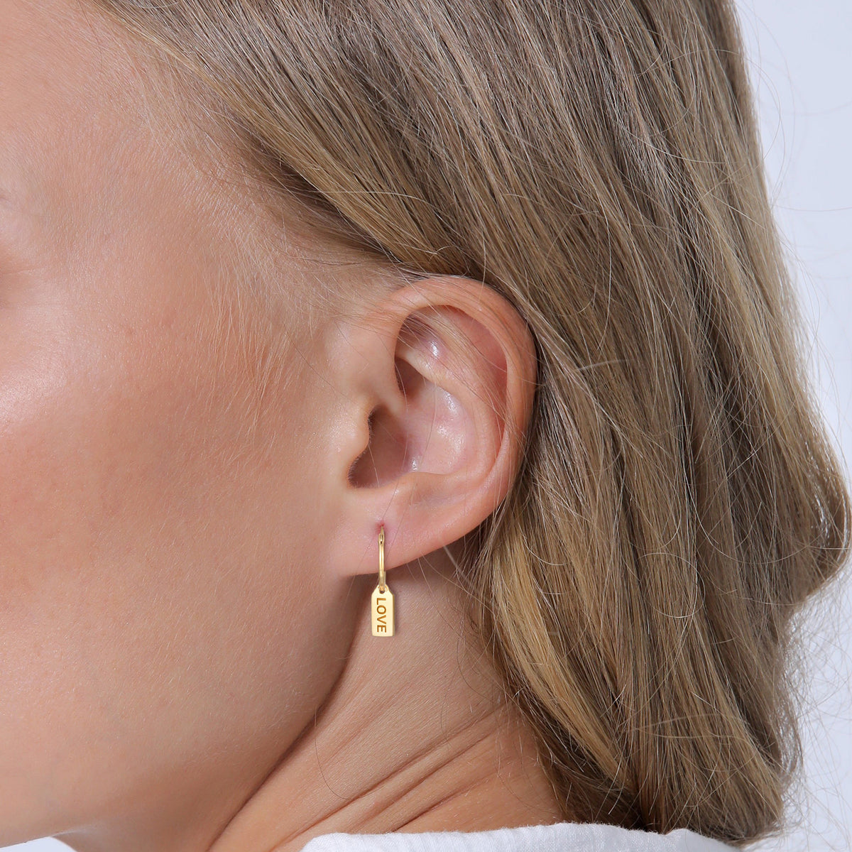 Gold - Elli | Self Love Tag Hoop Earrings 925 Silver Gold Plated