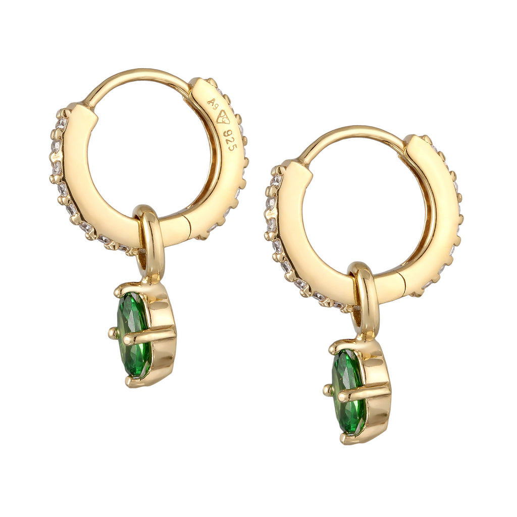 Gold Anting Perhiasan Perak 925 Wanita Creole Oval Zirconia Gold Plated