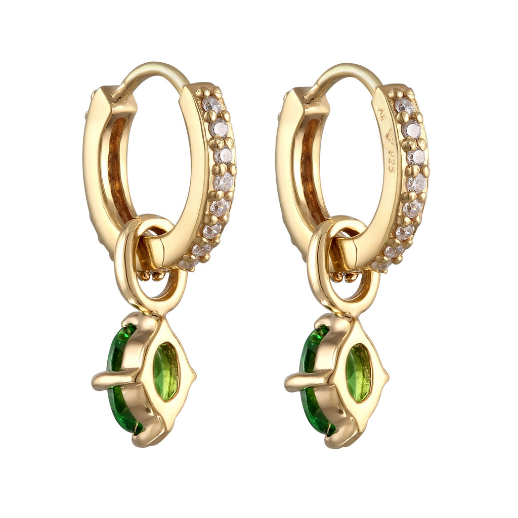 Gold Anting Perhiasan Perak 925 Wanita Creole Oval Zirconia Gold Plated