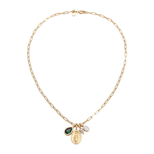 Gold Kalung Perhiasan Perak 925 Wanita Drop Quartz and Zirconia Gold Plated