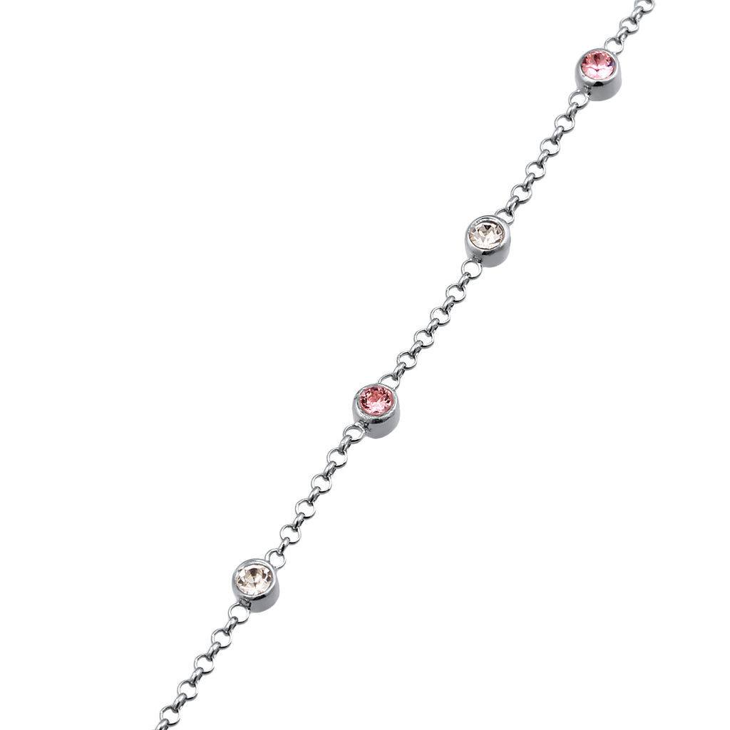 Pink Perhiasan Wanita Perak Asli Gelang Hand Chain Crystals