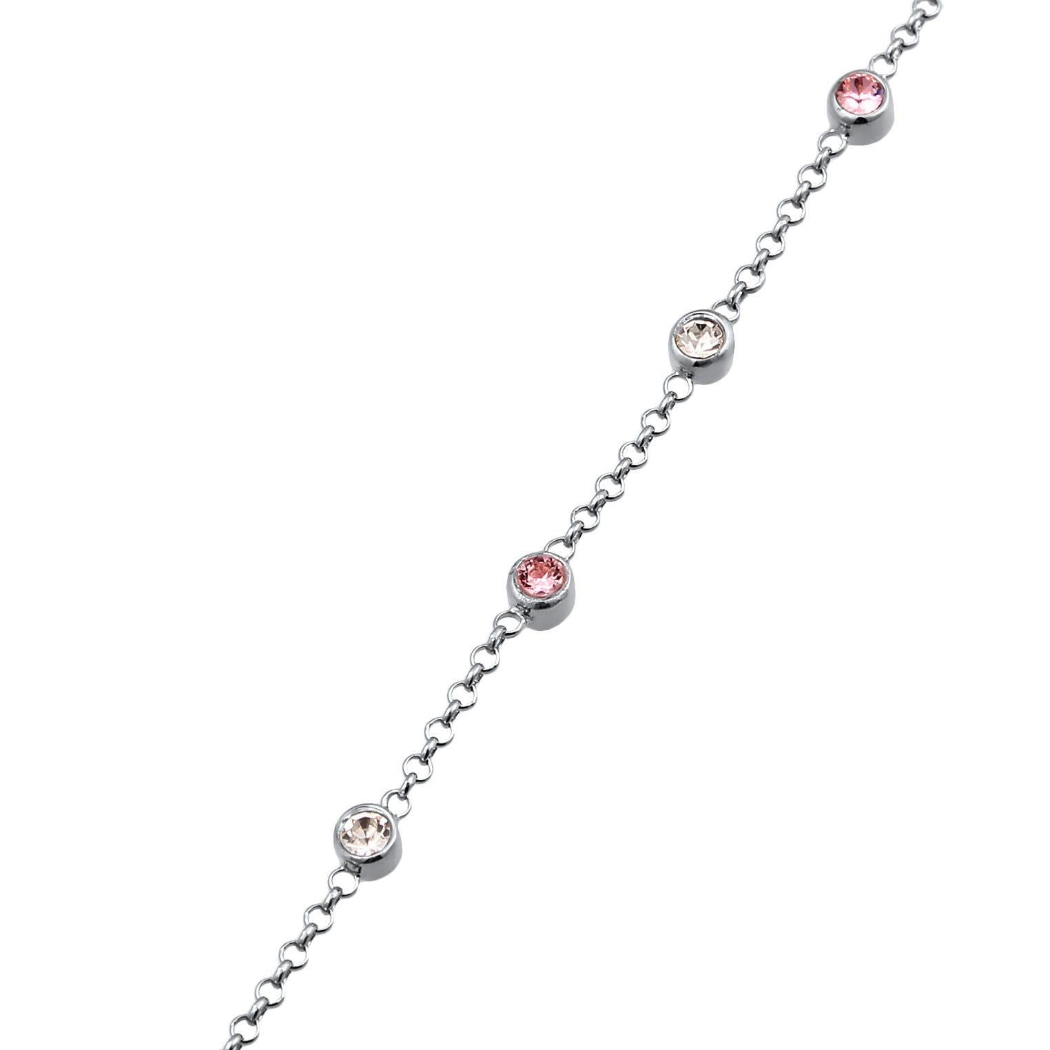 Pink Perhiasan Wanita Perak Asli Gelang Hand Chain Crystals