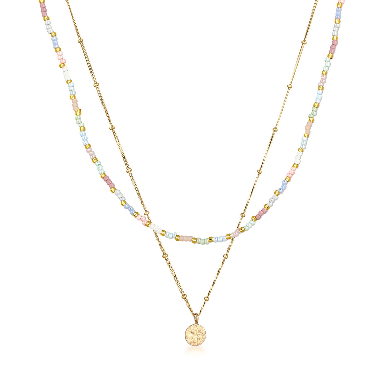 Gold Kalung Perhiasan Perak 925 Wanita Ball Layerlook Gold Plated