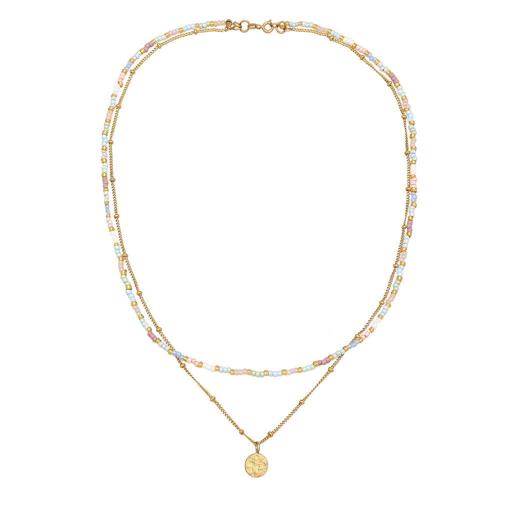 Gold Kalung Perhiasan Perak 925 Wanita Ball Layerlook Gold Plated
