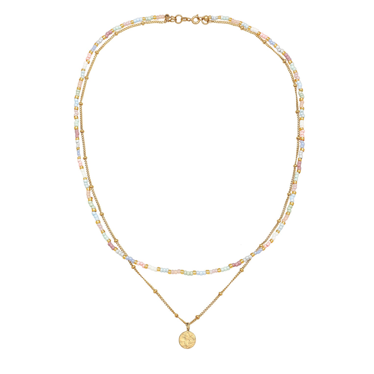 Gold Kalung Perhiasan Perak 925 Wanita Ball Layerlook Gold Plated