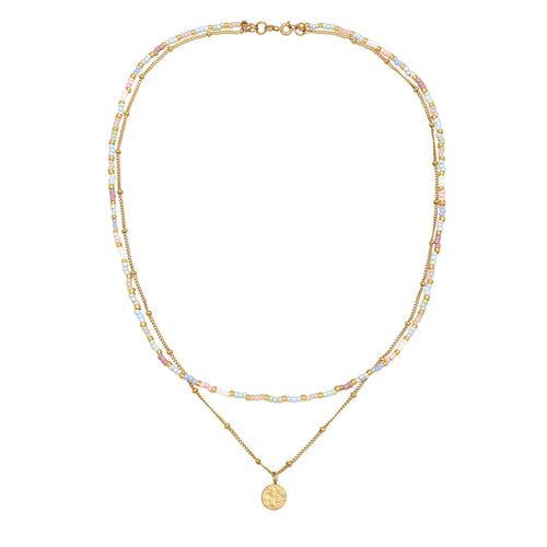 Gold Kalung Perhiasan Perak 925 Wanita Ball Layerlook Gold Plated