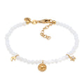White Gelang Perhiasan Perak 925 Wanita Star dengan Zirconia dan Moonstone Gold Plated