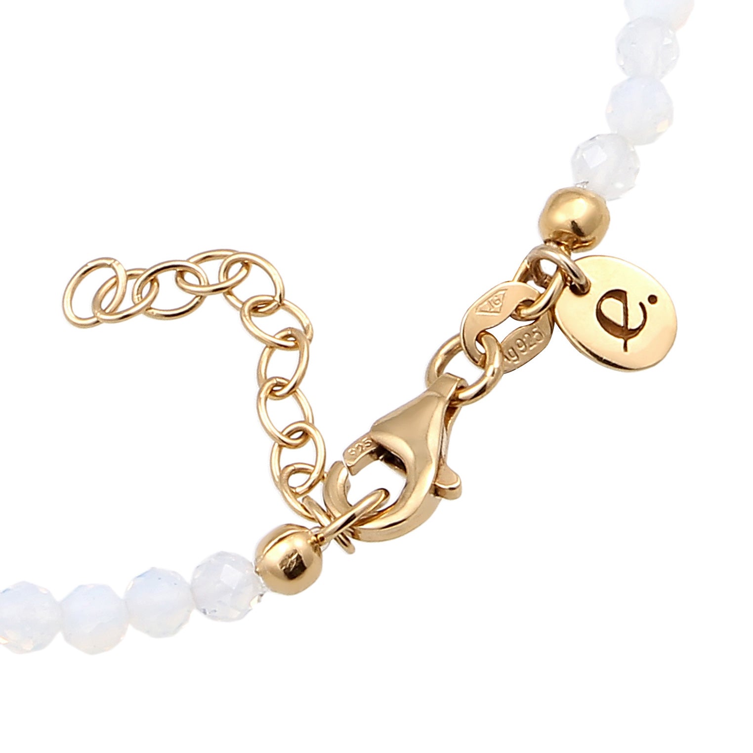 White Perhiasan Wanita Perak Asli Lapis Emas Gelang Star dengan Zirconia dan Moonstone
