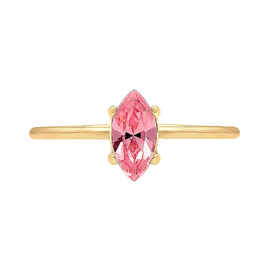 Gold Perhiasan Wanita Perak Asli - Silver Cincin Kristal Klasik Gold Plated